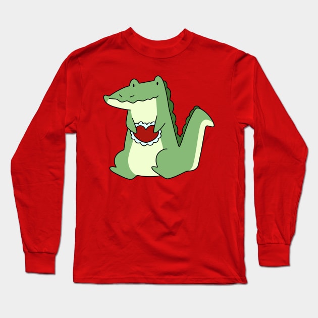 Valentine Heart Alligator Long Sleeve T-Shirt by saradaboru